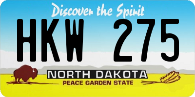 ND license plate HKW275