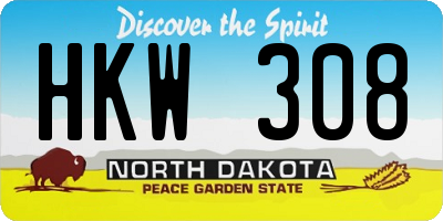 ND license plate HKW308