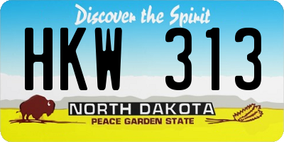 ND license plate HKW313