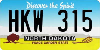 ND license plate HKW315