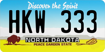 ND license plate HKW333