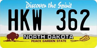 ND license plate HKW362