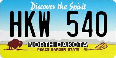 ND license plate HKW540