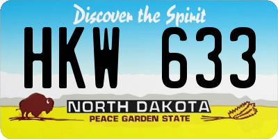 ND license plate HKW633