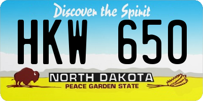 ND license plate HKW650