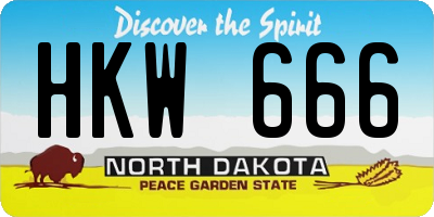 ND license plate HKW666