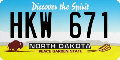 ND license plate HKW671