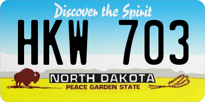 ND license plate HKW703