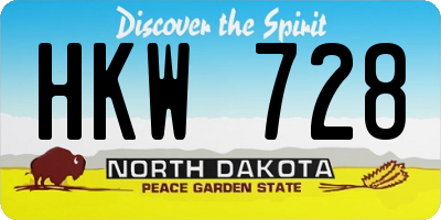 ND license plate HKW728