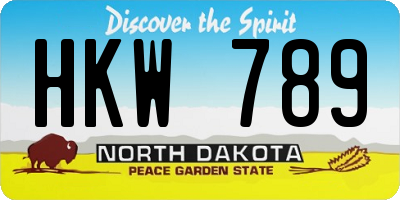 ND license plate HKW789