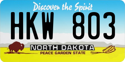 ND license plate HKW803