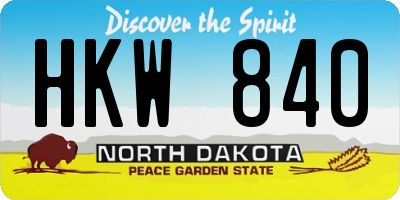 ND license plate HKW840