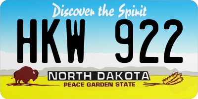 ND license plate HKW922