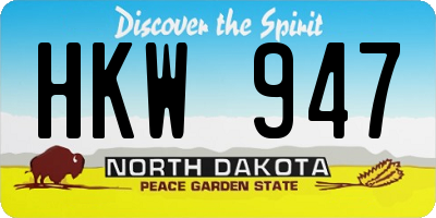 ND license plate HKW947