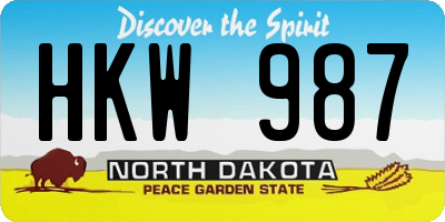 ND license plate HKW987