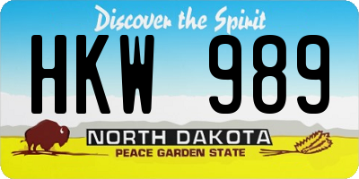 ND license plate HKW989