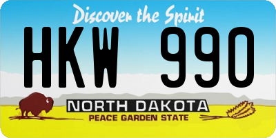 ND license plate HKW990