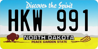 ND license plate HKW991