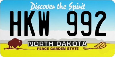 ND license plate HKW992