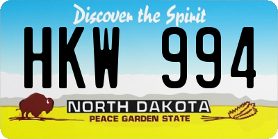 ND license plate HKW994