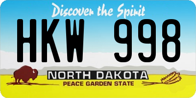 ND license plate HKW998