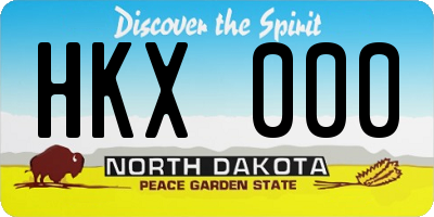 ND license plate HKX000