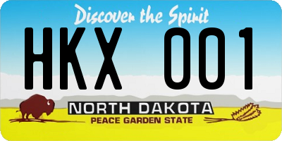 ND license plate HKX001