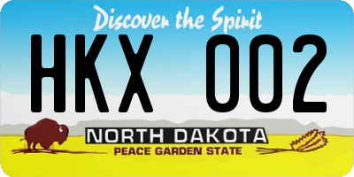 ND license plate HKX002