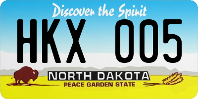 ND license plate HKX005