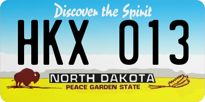 ND license plate HKX013