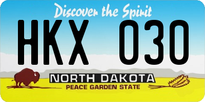 ND license plate HKX030