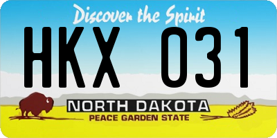 ND license plate HKX031