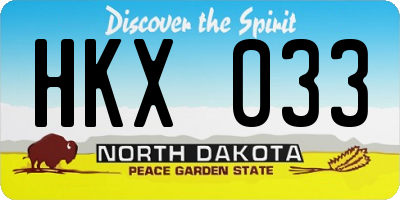 ND license plate HKX033