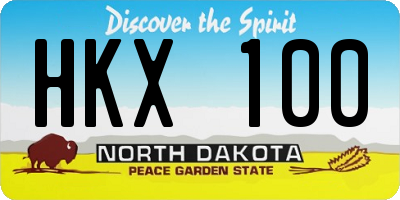 ND license plate HKX100