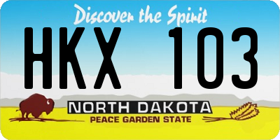 ND license plate HKX103