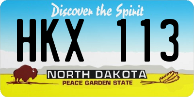 ND license plate HKX113