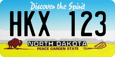 ND license plate HKX123