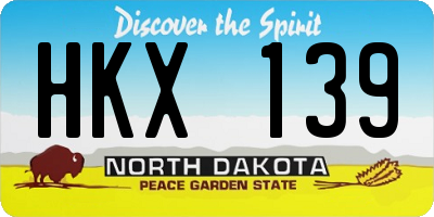 ND license plate HKX139