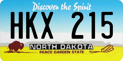 ND license plate HKX215