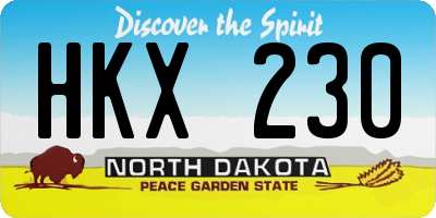 ND license plate HKX230