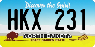 ND license plate HKX231