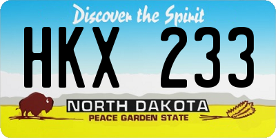 ND license plate HKX233