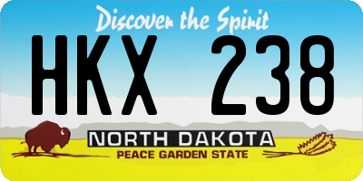 ND license plate HKX238