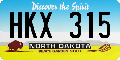 ND license plate HKX315