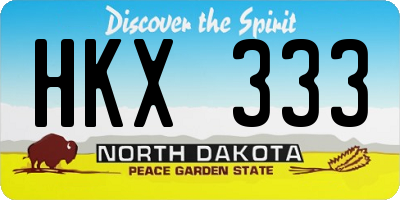 ND license plate HKX333