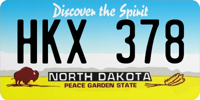 ND license plate HKX378