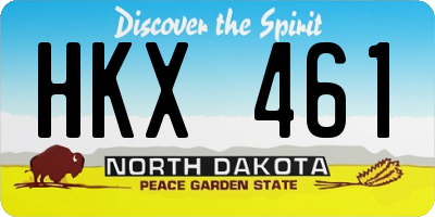 ND license plate HKX461