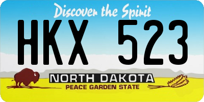 ND license plate HKX523