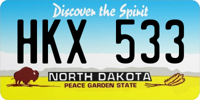 ND license plate HKX533