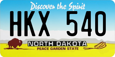 ND license plate HKX540